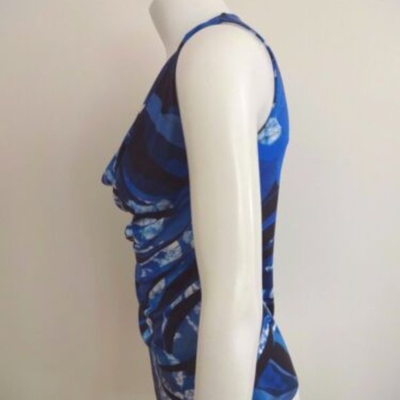 EMILIO PUCCI COBALT BLUE CRYSTALS STUDDED COLLAR NECK SILK SLEEVELESS TOP 40 - Picture 3 of 9